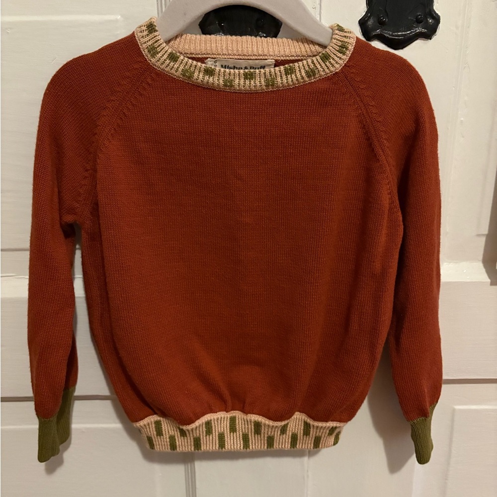 Misha And Puff Rust and Green Toddler Pullover Sweater 12-18 Months